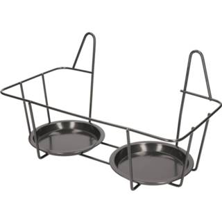 👉 Dubbele antraciet grijs bloempot muurhangers voor potmaat 20 cm metaal - Muurpothangers voor plantenbakken/bloembakken - Tuin/muur decoraties