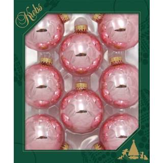 👉 Kerstbal roze glans 8x Pink blush lichtroze glazen kerstballen 7 cm kerstboomversiering - Kerstversiering/kerstdecoratie 8720147967364