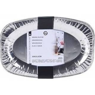 👉 2x stuks Aluminium serveerschalen 35 cm - Barbecue/bbq vlees of salade schalen