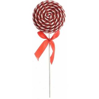 👉 2x Kerstboomdecoratie foam lolly met glitters en satijnen strik 28 cm - kerstboomversiering - kerstdecoratie