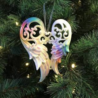 👉 Figuurtje One Size meerkleurig pastel 1x Kersthangers figuurtjes engelen vleugels 14 cm - Kerstboomversieringen 8720147200218
