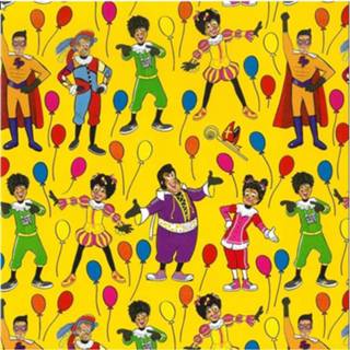 👉 1x Rollen inpakpapier/cadeaupapier Club van Sinterklaas geel 200 x 70 cm - Cadeaupapier/inpakpapier voor 5 december pakjesavond