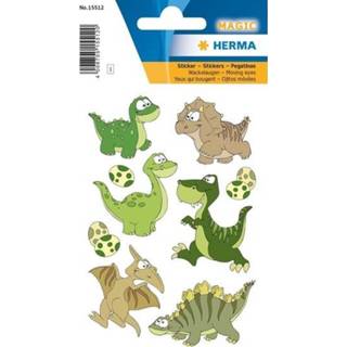 👉 Dinosaurus One Size meerkleurig kinderen 9x met wiebeloogjes dieren 3D stickers - kinderstickers stickervellen knutselspullen 8719538984813