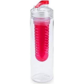 👉 2x Drinkfles/waterfles met fruitfilter rood 700 ml - Fruit infuser - Fruitwater flessen transparant/blauw