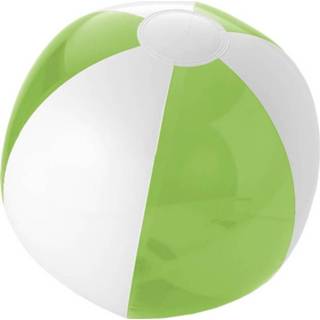 👉 3x stuks opblaasbare strandballen groen/wit 30 cm - Buitenspeelgoed waterspeelgoed opblaasbaar