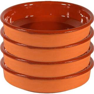 👉 Tapas schaal bruin One Size terracotta 4x schalen bruin/ 18 cm - serveerschalen/borden/ovenschalen 8720276812054