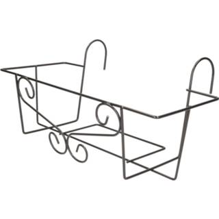 Grijze bloempot hangers voor plantenbak 20 x 42 cm metaal - Plantenbakken/bloembakken - Tuin/balkon