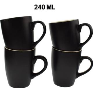 👉 Koffiekopje One Size zwart Orange85 Koffiekopjes 240ml 4 stuks Matzwart 8720289414160