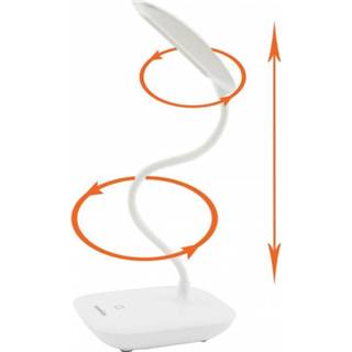 Witte tafellamp/bureaulamp met flexibele arm en aanraakfunctie - Oplaadbare batterij - 45 cm - Kunststof/rubber - Leeslamp - Leeslicht