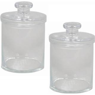 👉 Bewaarpot 2x Glazen voorraadpotten/bewaarpotten 1200 ml met deksel 12 x 18 cm