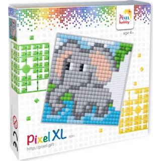 👉 XL GeenKleur Pixelhobby Olifantje 12x12 cm 8718468941033