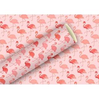 👉 Inpakpapier/cadeaupapier roze flamingos/vogels print 200 x 70 cm - Cadeauverpakking kadopapier