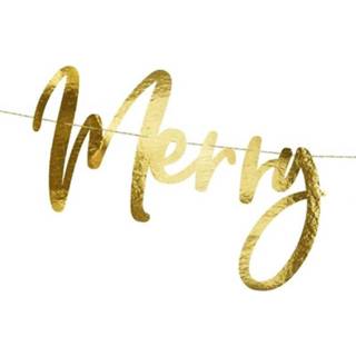 👉 Banner goud One Size feestslinger Merry Christmas 21 x 83 cm - Kerst versiering/decoratie banner/slinger gold 8720147629637