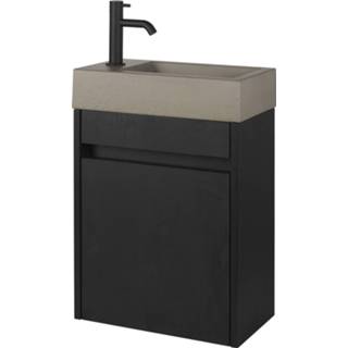 👉 Fontein zwart eiken One Size Saqu Florance fonteinmeubel in met betonnen links 8714175983441