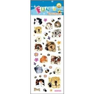 👉 Stickervel One Size meerkleurig 3x honden en katten - dieren stickers 8719538485068