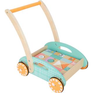 👉 Loop wagen hout staal small One Size blauw oranje Foot loopwagen auto junior 36 cm hout/staal blauw/oranje 4020972117663