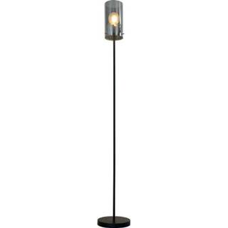 👉 Industriële vloerlamp zwart glas One Size Hugo smokey 8720239804386