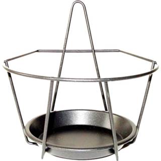👉 2x Grijze bloempot muurhangers voor potmaat 18 cm metaal - Muurpothangers voor plantenbakken/bloembakken - Tuin/muur decoraties
