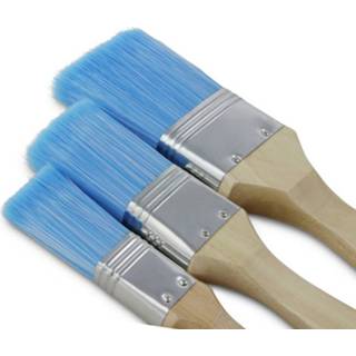 👉 Verfkwast blauw One Size meerkleurig 3x Verfkwasten plat - Platte schilderkwasten Klussen/schilderwerk in huis 8720147866810