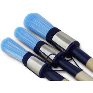 👉 3x Verfkwasten rond blauw - Schilderkwasten 8/10/12 cm - Klussen/schilderwerk in huis