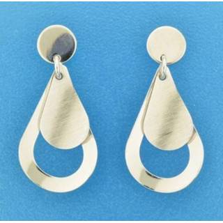 👉 Oorhanger zilver glanzen One Size zilverkleurig TFT Oorhangers Druppel Poli/mat Gerhodineerd Mat Glanzend 37 mm x 18 8718834693320