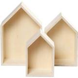 👉 Houten hout naturel Creotime Showdozen Huizen 31x20x10 cm 3 stuks 5712854035651