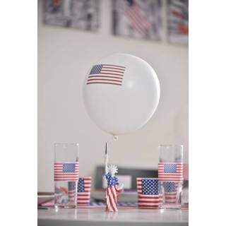 👉 Ballon Amerika One Size wit 8x Ballonnen Amerika/USA thema feest 23 cm - Amerikaanse vlag themafeestje versieringen/decoraties Feestartikelen 8720276371681