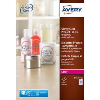 👉 Etiket GeenKleur One Size transparant Produktetiket Avery rond 60mm 10 vel 12 etiketten per 4004182062791