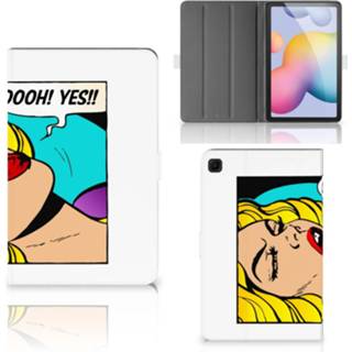 👉 Tablethoes Samsung Galaxy Tab S6 Lite Tablet Hoes met standaard Popart Oh Yes 8720215568547