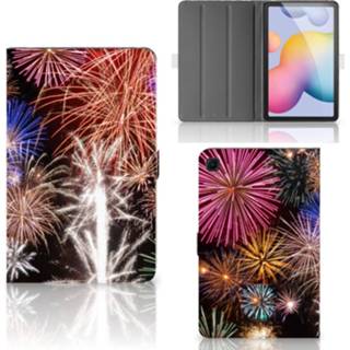 👉 Tablethoes Samsung Galaxy Tab S6 Lite Tablet Hoes met standaard Vuurwerk 8720215807707