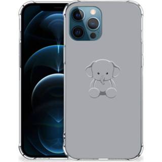 👉 Bumper hoesje grijs baby's IPhone 12 | Pro Stevig Baby Olifant 8720215330915