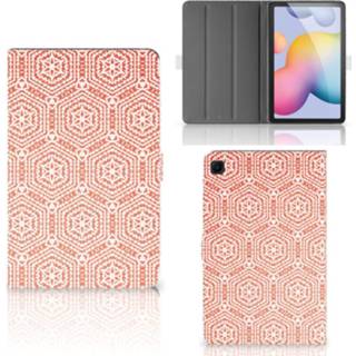 👉 Tablethoes oranje Samsung Galaxy Tab S6 Lite Tablet Hoes Pattern Orange 8720215093759