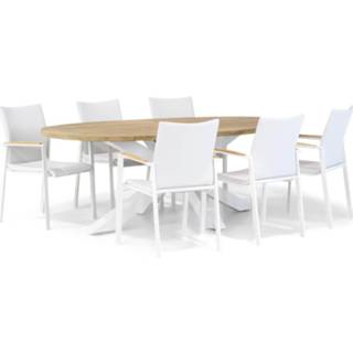 👉 Tuinset wit dining sets Lifestyle Brandon/Bradford 240 cm 7-delig