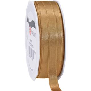 👉 1x Luxe hobby/decoratie bronzen satijnen sierlinten 1 cm/10 mm x 25 meter