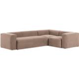 👉 Hoekbank beige stoffen bekleding Kave Home 4-zits 'Blok', kleur 8433840619903