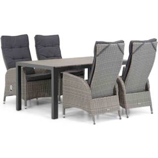 👉 Tuinset Half Round Grey wicker dining sets grijs-antraciet Garden Collections Lincoln/Young 155cm 5-delig 7423612178166
