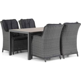 👉 Tuinset off black wicker dining sets grijs-antraciet Garden Collections Buckingham/Young 155cm 5-delig 7423607547533