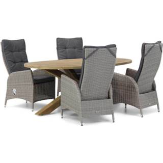 👉 Tuinset Half Round Grey wicker dining sets grijs-antraciet Garden Collections Lincoln/Boston 200 cm ovaal 5-delig