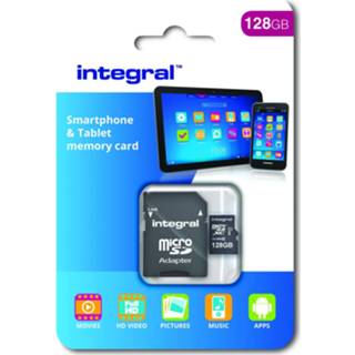 👉 Micro SD geheugenkaart zwart One Size GeenKleur Integral 128GB Voor smartphone en Tablet 90 MB/s leessnelheid MicroSDHC/SDXC Klasse 10 5055288430921