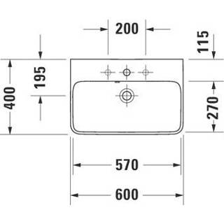 👉 Wastafel wit wastafels starck Duravit Me compact m. 1 kraangat overloop 60x40cm WG 4053424336954