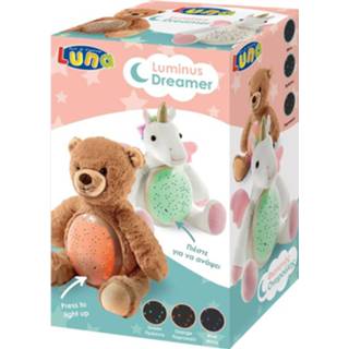 👉 Projector roze wit pluche kunststof One Size Luna eenhoorn 25 x 27 19 cm roze/wit 5205698498497