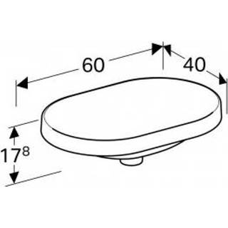 Keramiek wit Geberit VariForm opbouwwastafel ellips 60x40 cm zonder overloop, 4025416560388