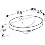 👉 Keramiek ovaal wit Geberit VariForm opbouwwastafel 1 kraangat 55 cm overloop, 4025416835738