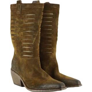 👉 Bruin vrouwen Women's brown 3/4 Texan ankle boots with cuts