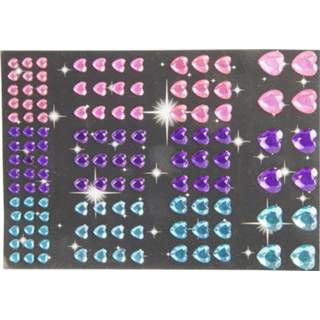 👉 Roze paars blauw diamant kinderen Hartjes strass stickertjes roze, en 120 stuk