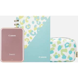 👉 Dagboek Draagbare Canon Zoemini-kleurenfotoprinter, Roségoud + hoes
