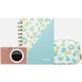 👉 Dagboek Instant Canon Zoemini S-instantcamera-kleurenfotoprinter, Roségoud + hoes