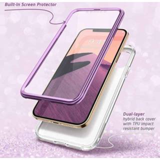 👉 Screen protector paars COSMO 360° Backcover Hoesje Met iPhone 12 / Pro - Marble Ameth 843439132719
