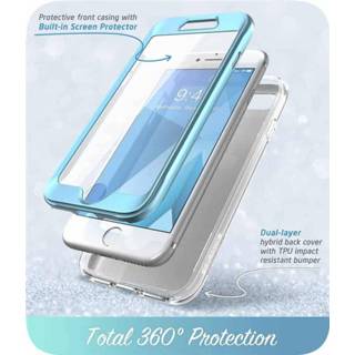 👉 Screen protector blauw COSMO 360° Backcover Hoesje Met iPhone SE 2020 / 8 7 - Marble 843439110991
