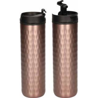 👉 Thermosfles RVS Set van 2x stuks / isoleerfles brons 400 ml